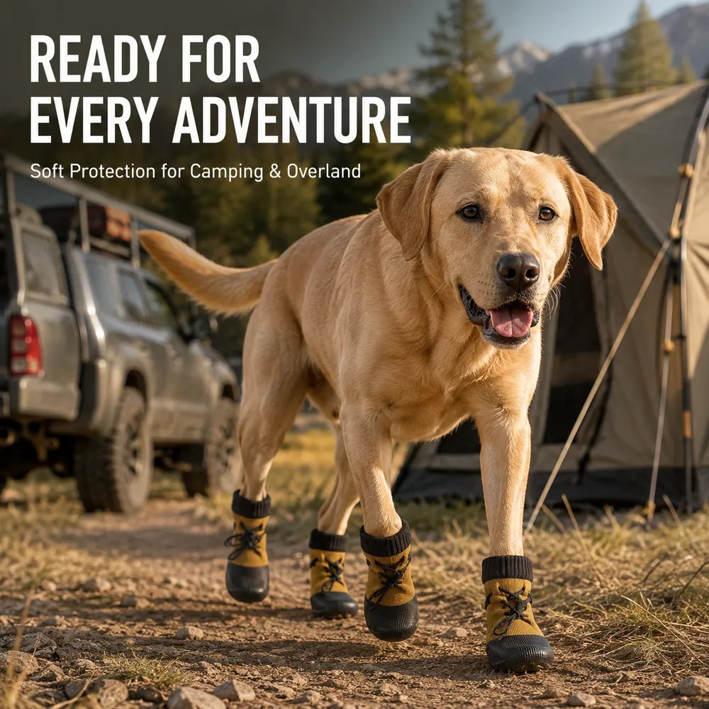 Domvire Non-Slip Dog Boots for Camping & Overland – Water-Resistant Paw Protection, 4-Pack