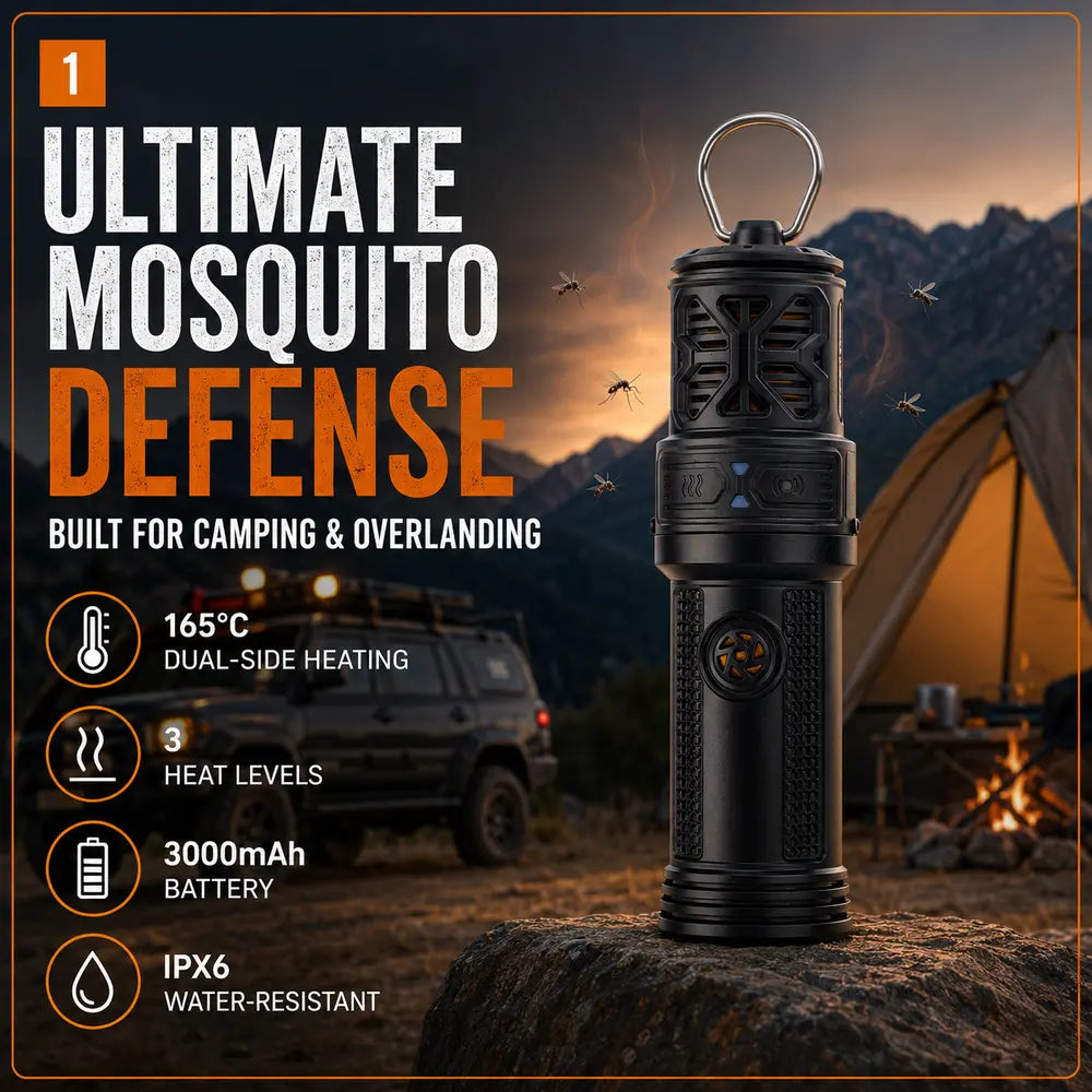 Rechargeable Outdoor Mosquito Repellent Device – Portable Camping Bug Repeller 3000mAh Battery for Hiking, Fishing, RV & Overlanding