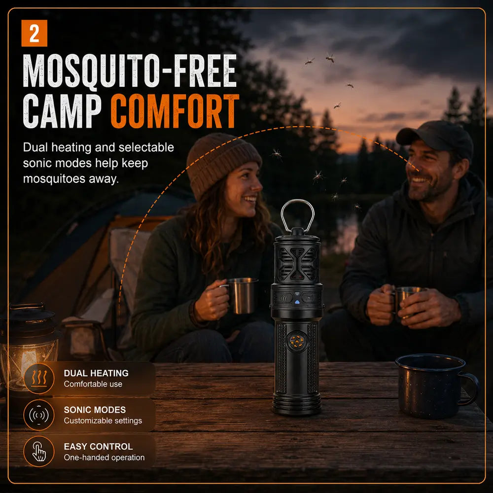 Rechargeable Outdoor Mosquito Repellent Device – Portable Camping Bug Repeller 3000mAh Battery for Hiking, Fishing, RV & Overlanding