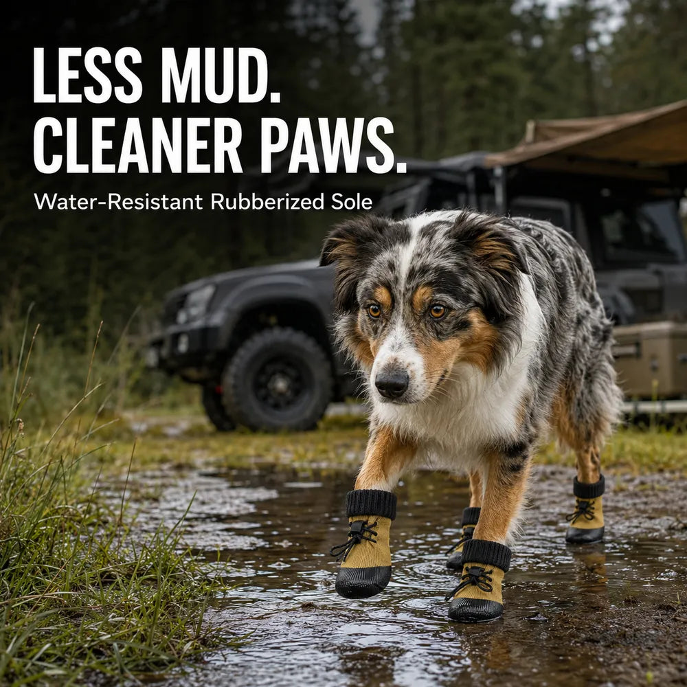 Domvire Non-Slip Dog Boots for Camping & Overland – Water-Resistant Paw Protection, 4-Pack