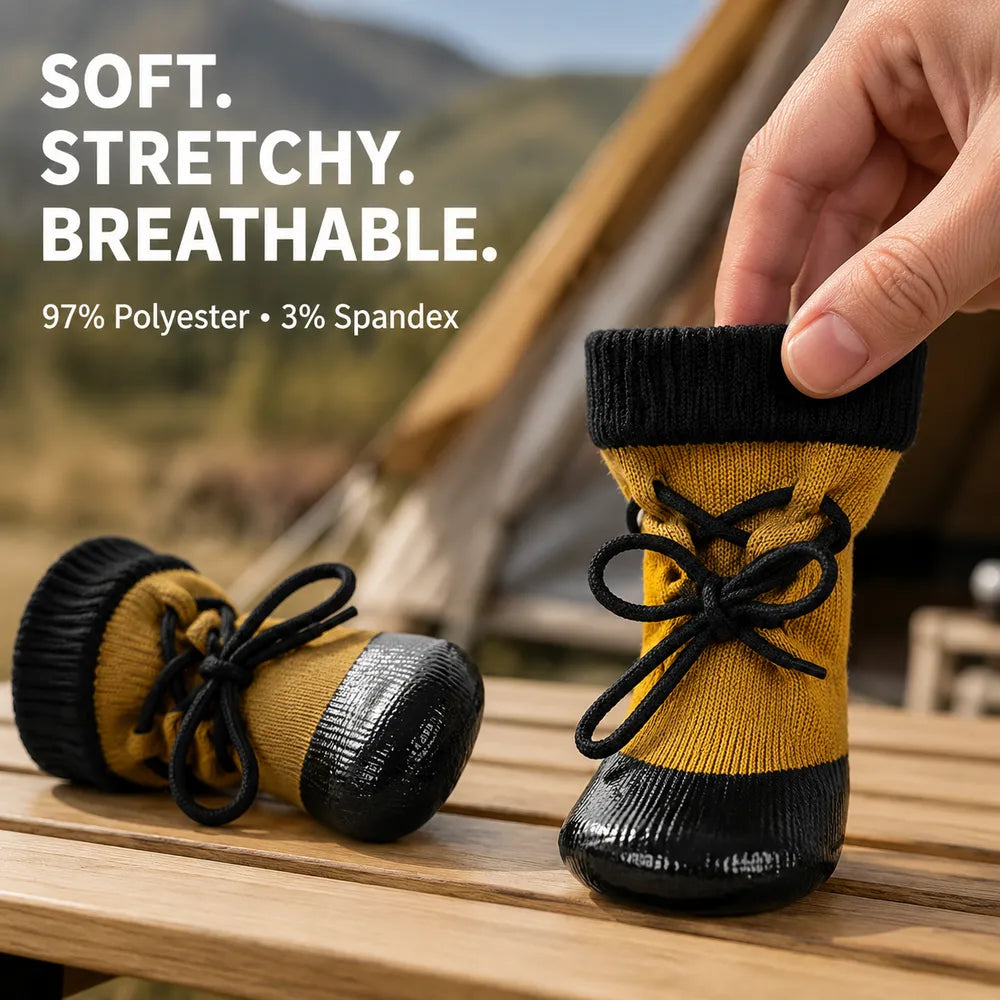 Domvire Non-Slip Dog Boots for Camping & Overland – Water-Resistant Paw Protection, 4-Pack