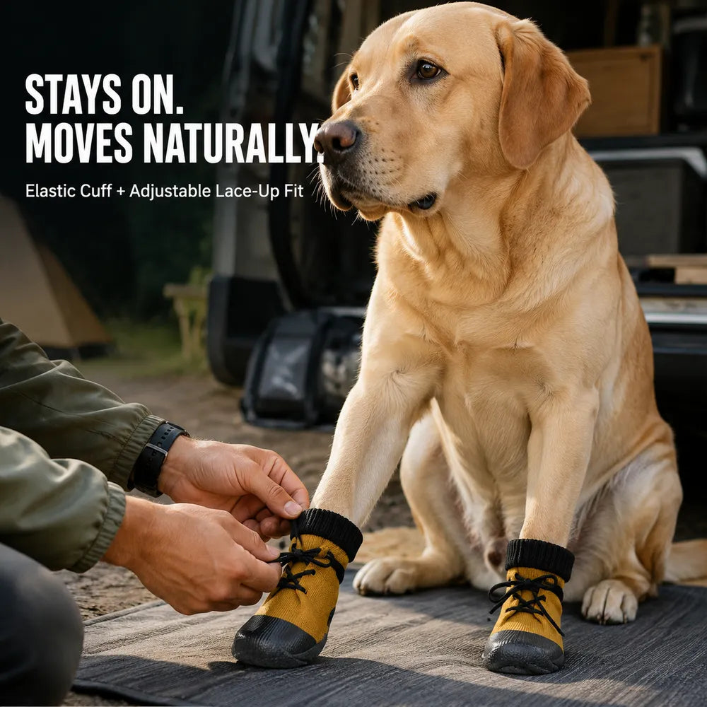 Domvire Non-Slip Dog Boots for Camping & Overland – Water-Resistant Paw Protection, 4-Pack