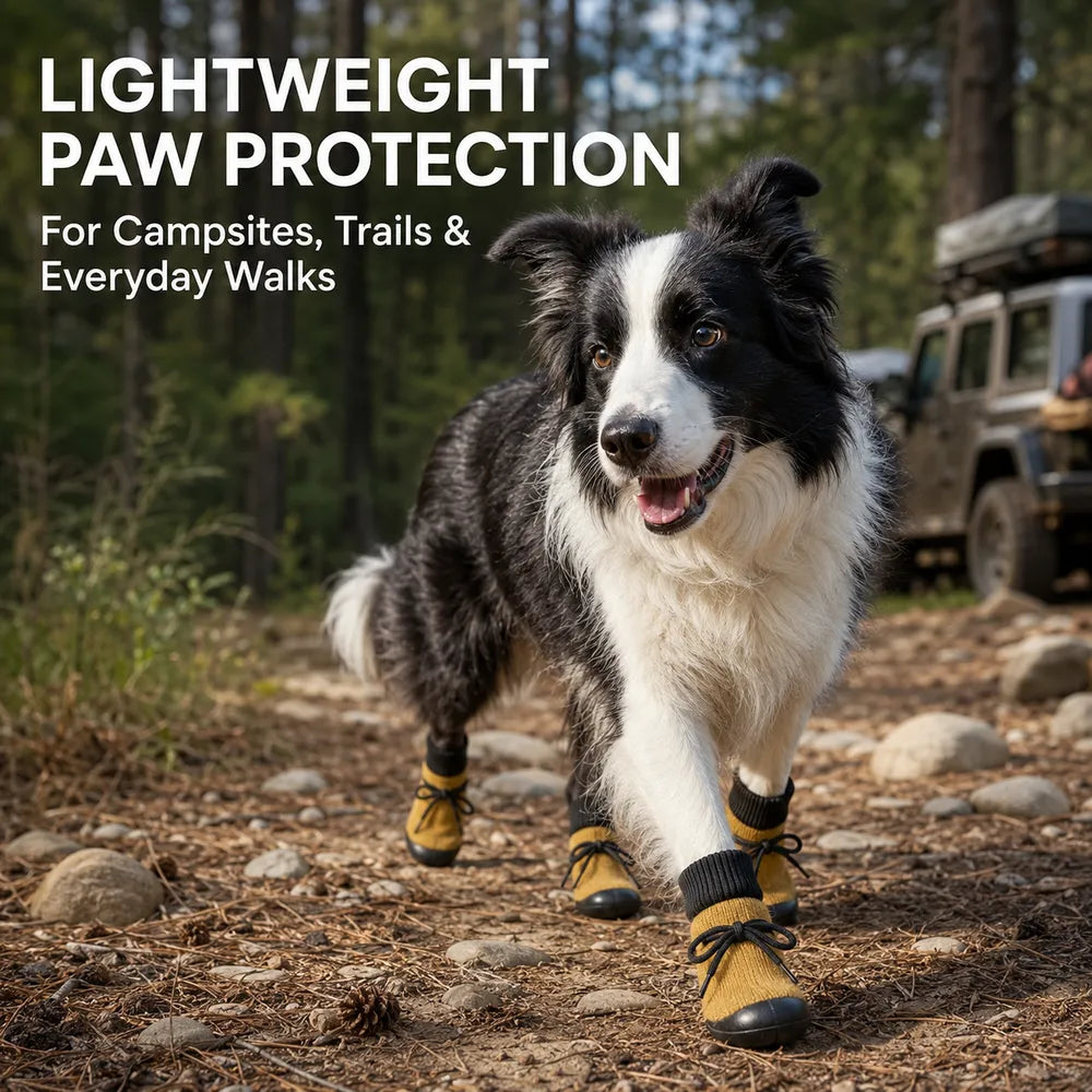 Domvire Non-Slip Dog Boots for Camping & Overland – Water-Resistant Paw Protection, 4-Pack