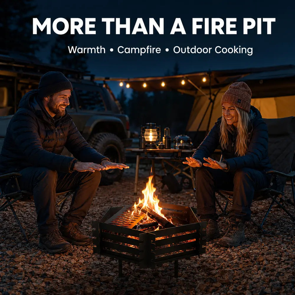 Portable Hexagonal Fire Pit with Carry Bag – Heavy-Duty Carbon Steel Campfire Pit for Overlanding & Car Camping