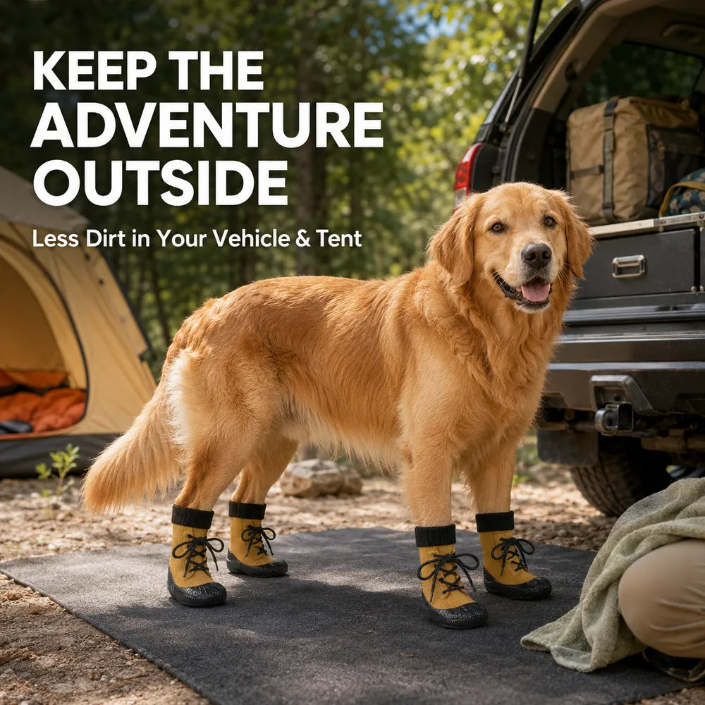 Domvire Non-Slip Dog Boots for Camping & Overland – Water-Resistant Paw Protection, 4-Pack
