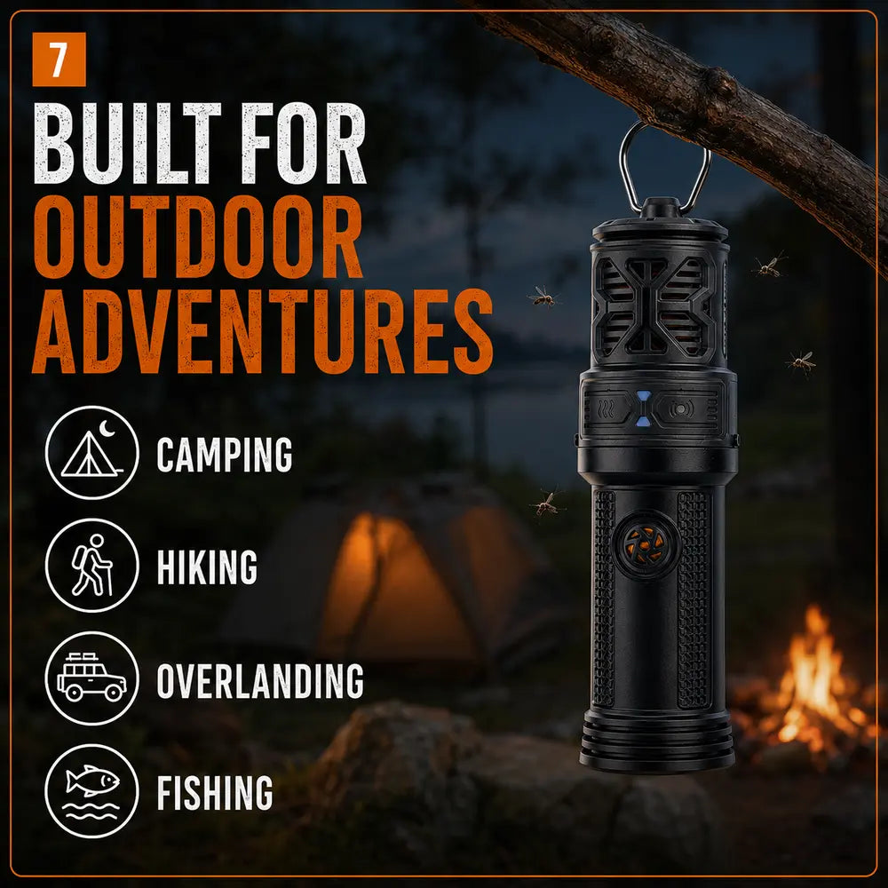 Rechargeable Outdoor Mosquito Repellent Device – Portable Camping Bug Repeller 3000mAh Battery for Hiking, Fishing, RV & Overlanding