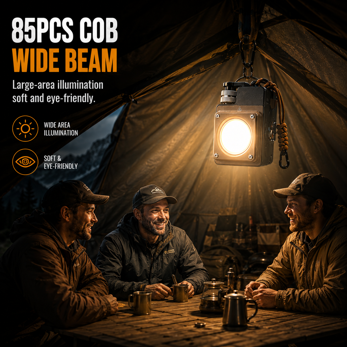 3500LM Rechargeable Camping Lantern – Magnetic COB Light with 5 Light Modes for Overlanding & Outdoor Adventures