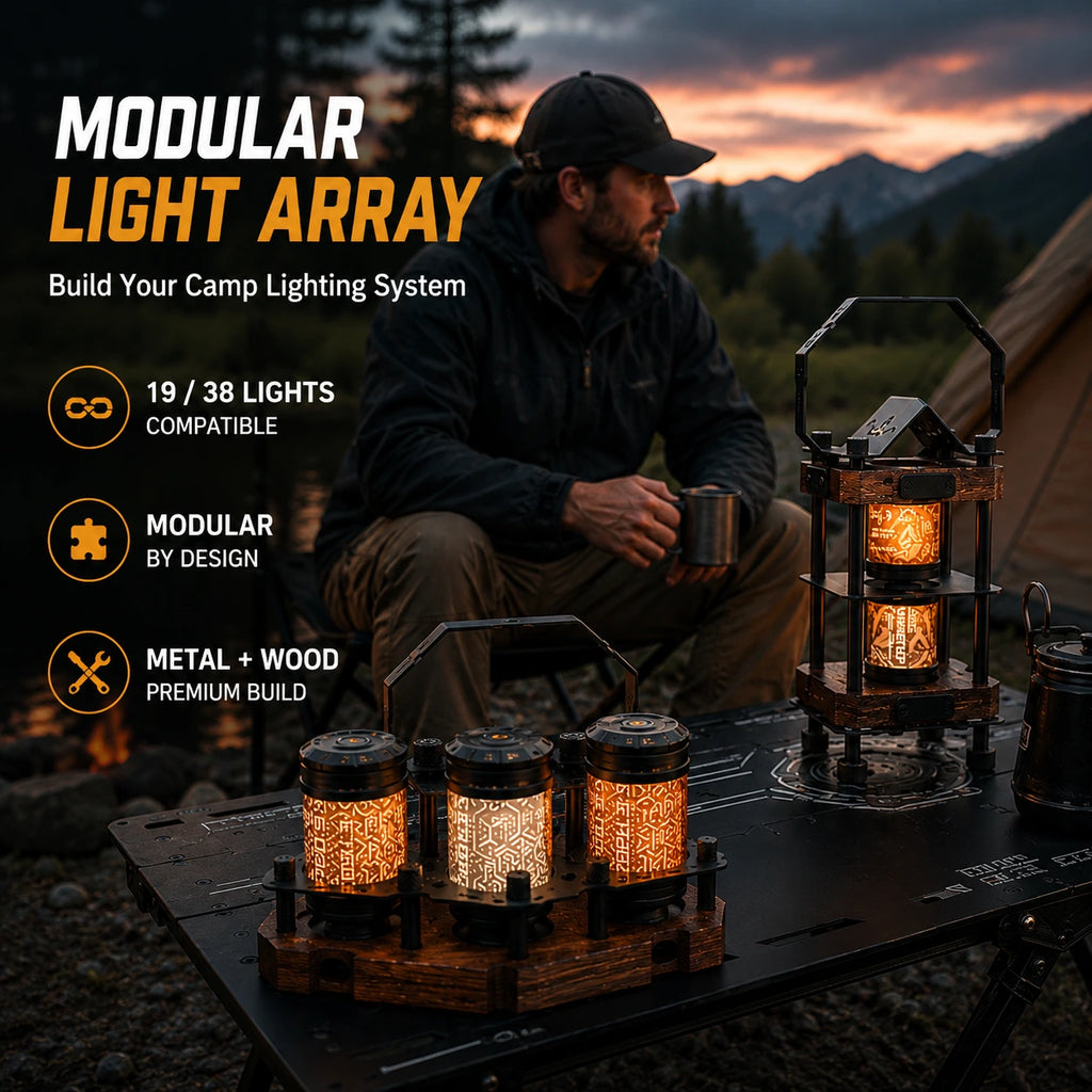 Domvire 2-Light & 4-Light Modular Camping Lantern Set with Stand – Complete Overland Table Lighting System
