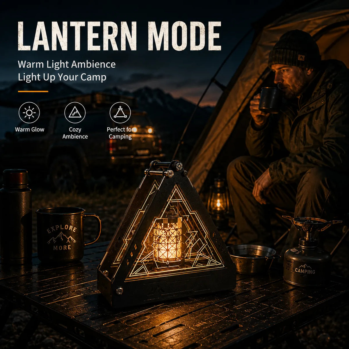 2-in-1 Camping Mosquito Coil Holder & Lantern Stand | Stainless Steel Outdoor Camping Gear