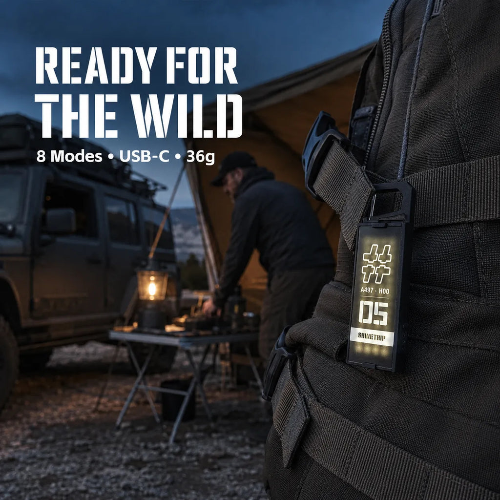 Rechargeable Magnetic Camping Badge Light with Clip, 8 Modes & SOS for Overlanding and Hiking