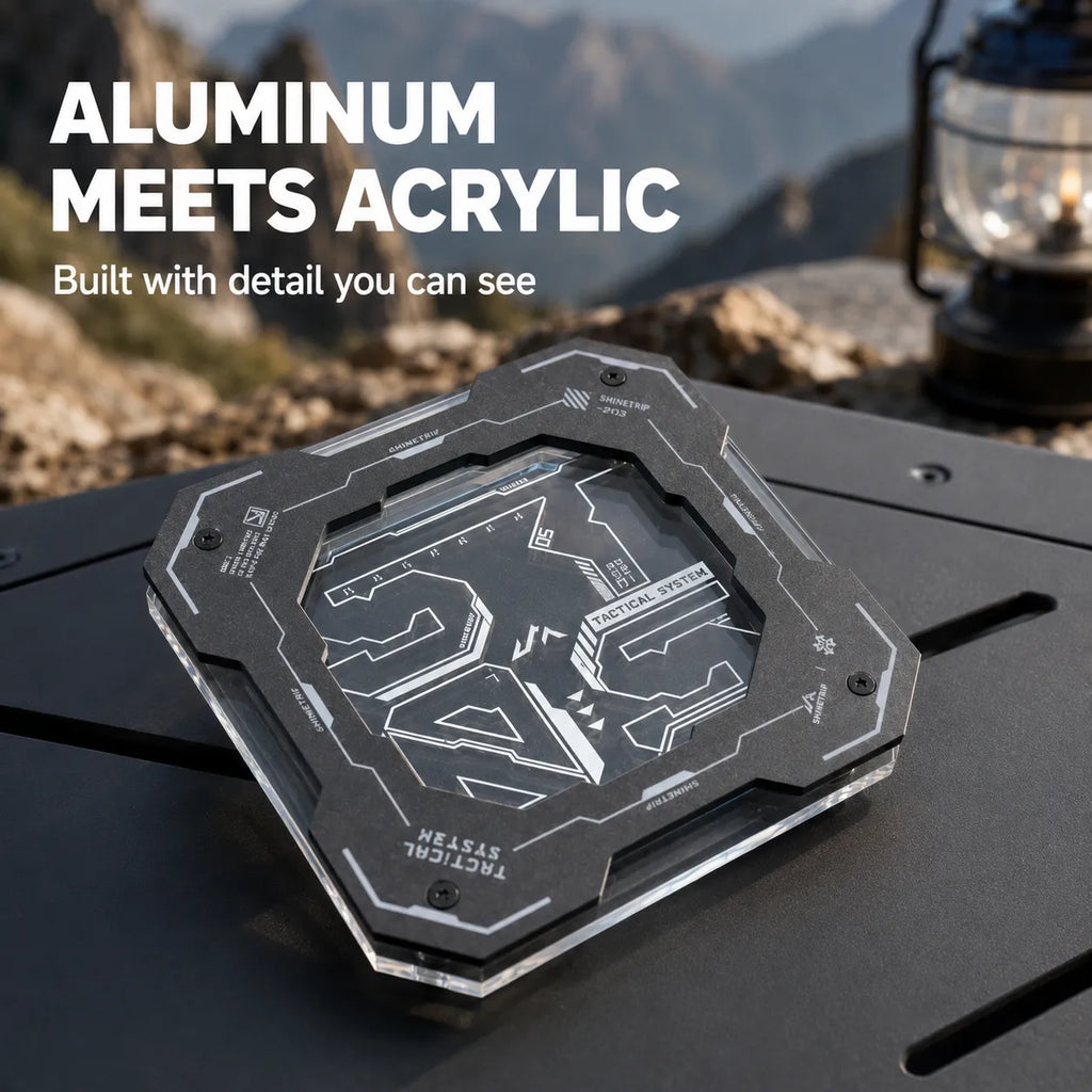 Tactical Camping Coaster – Heat-Resistant Aluminum & Acrylic Cup Mat for Overlanding