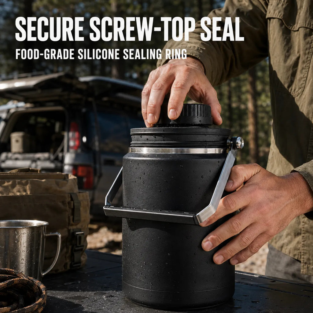 2L Vacuum Insulated Camping Jug & Ice Bucket – 48H Cold for Overlanding