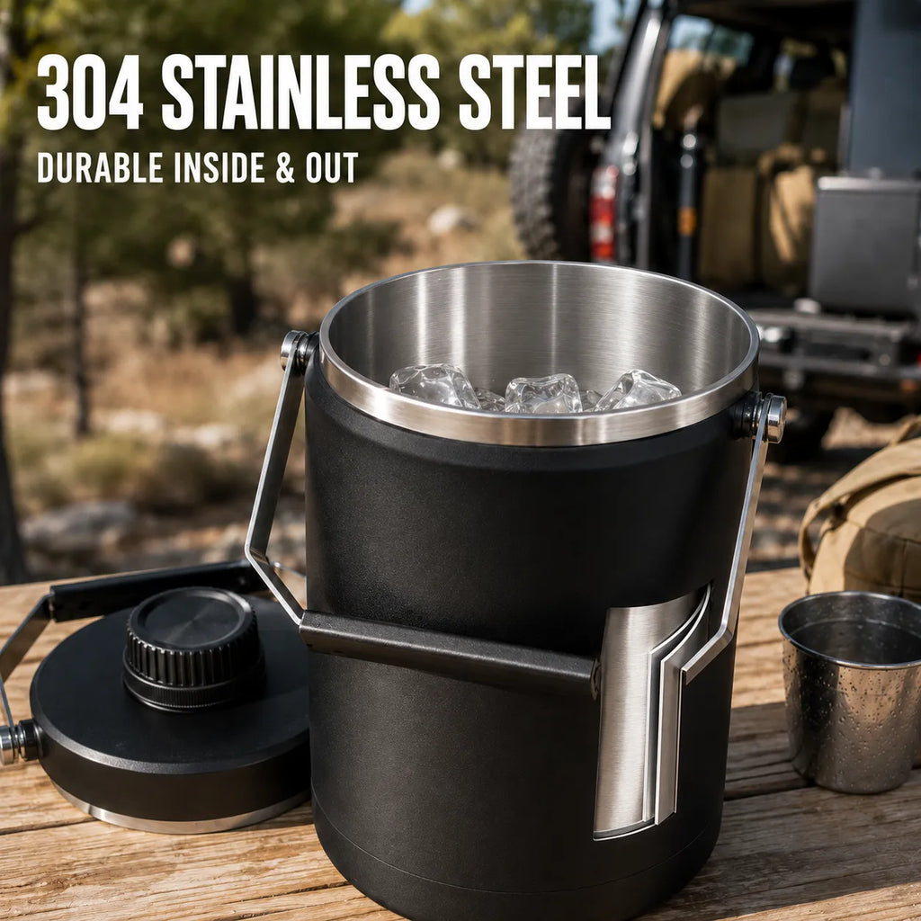 2L Vacuum Insulated Camping Jug & Ice Bucket – 48H Cold for Overlanding