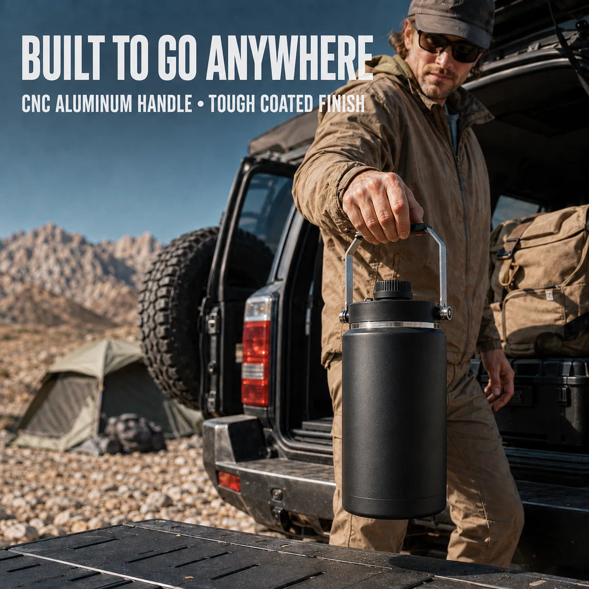 2L Vacuum Insulated Camping Jug & Ice Bucket – 48H Cold for Overlanding