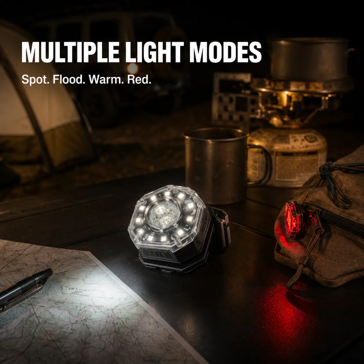 1000LM Rechargeable Camping Headlamp & Magnetic Clip Light with Wave Sensor