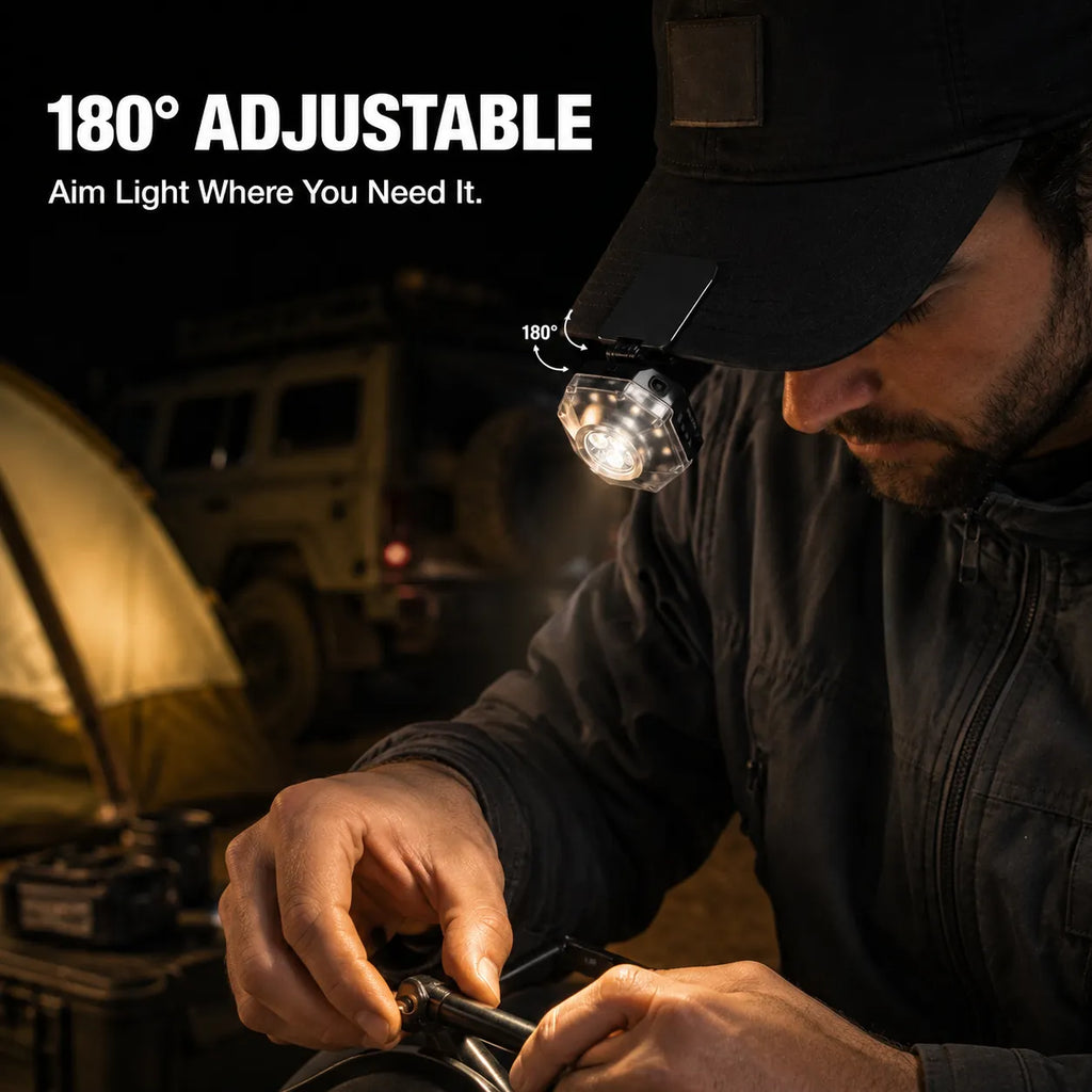 1000LM Rechargeable Camping Headlamp & Magnetic Clip Light with Wave Sensor