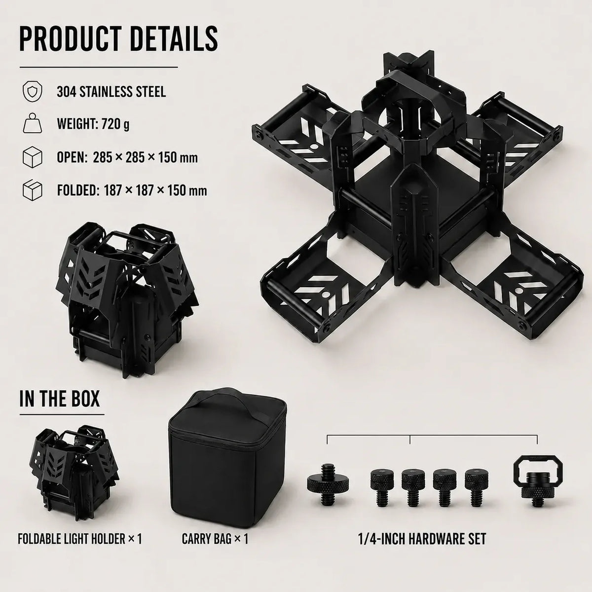 Domvire 5-Light Modular Camping Lantern System with Foldable Stand – Complete Overland Lighting Set